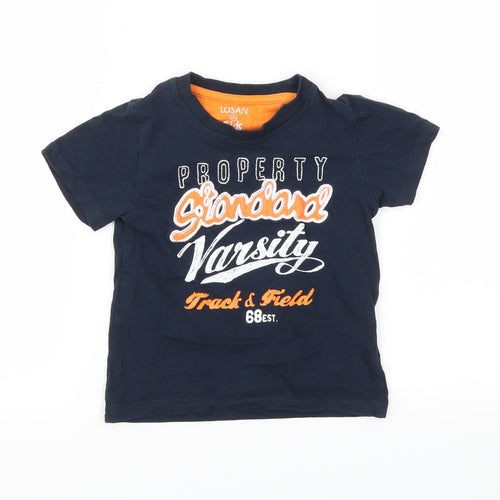 LOSAN Boys Blue Animal Print  Basic T-Shirt Size 3 Years