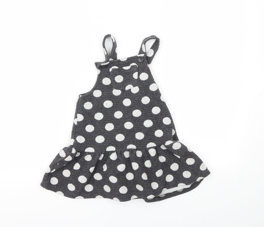 Front view of George girls’ grey polka dot fit & flare, size 2, years
