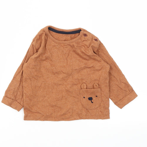 George Boys Brown Animal Print  Basic Polo Size 3-6 Months
