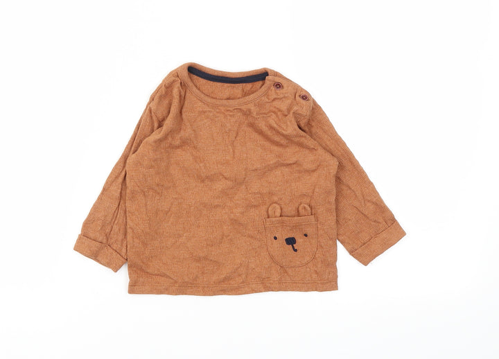George Boys Brown Animal Print Basic Polo Size 3-6 Months