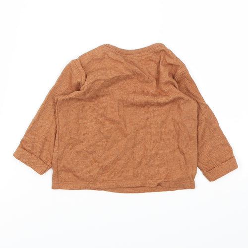 George Boys Brown Animal Print  Basic Polo Size 3-6 Months