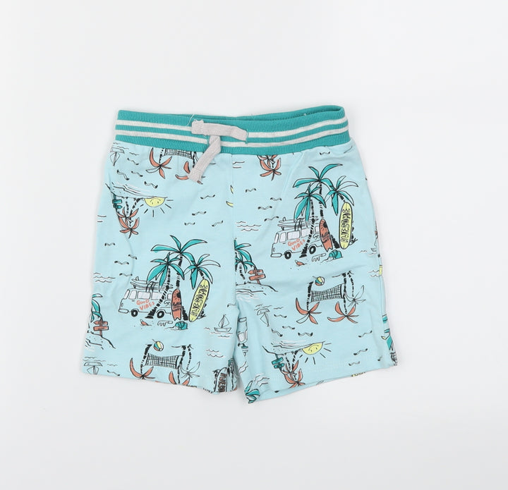 SO CUTE  Boys Blue Animal Print  Capri Trousers Size 18 Months