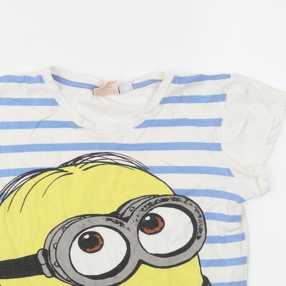 Despicable Me Womens White Animal Print  Basic T-Shirt Size XS