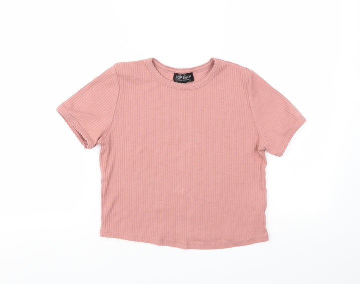 TOPSHOP Womens Pink Basic T-Shirt Size 10