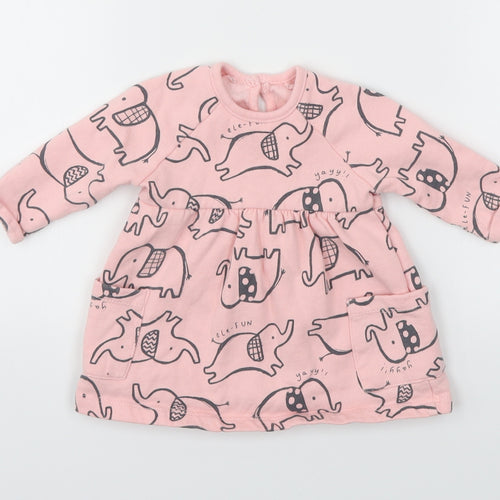 George Girls Pink Animal Print  Fit & Flare  Size 0-3 Months