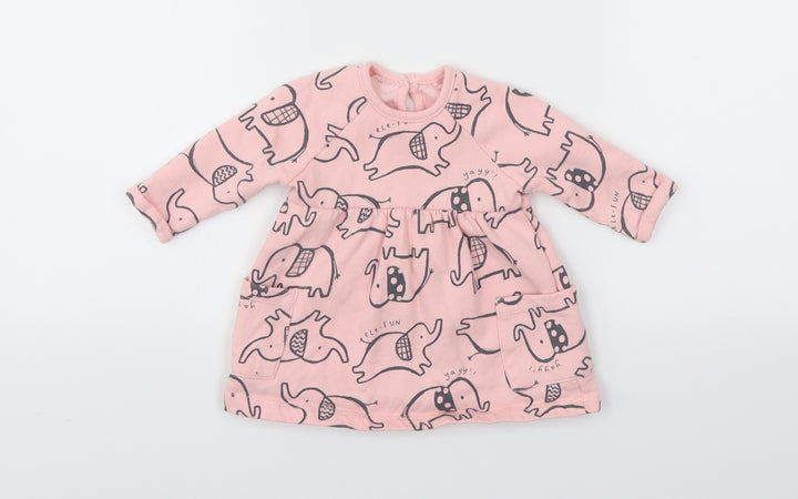 George Girls Pink Animal Print  Fit & Flare  Size 0-3 Months
