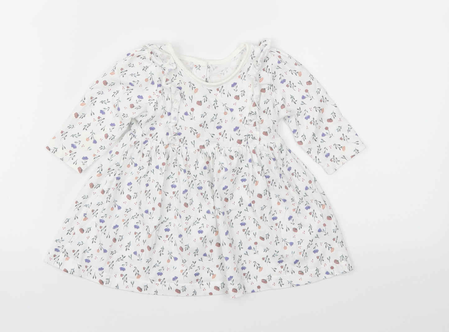 Matalan Girls White Floral  Fit & Flare  Size 0-3 Months