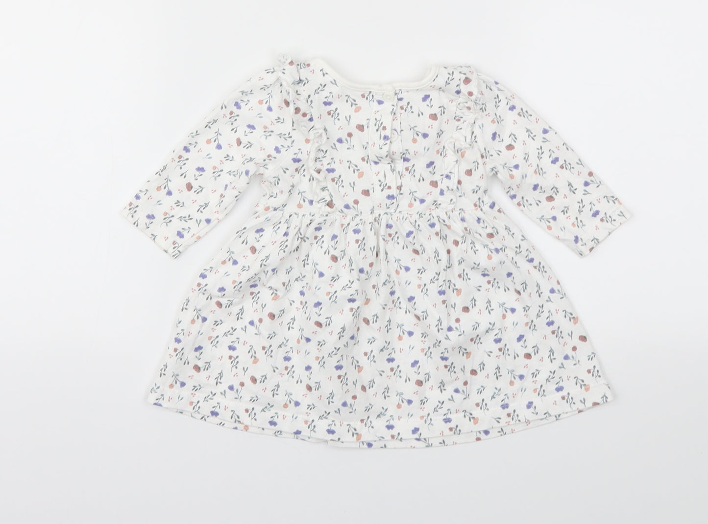 Matalan Girls White Floral  Fit & Flare  Size 0-3 Months