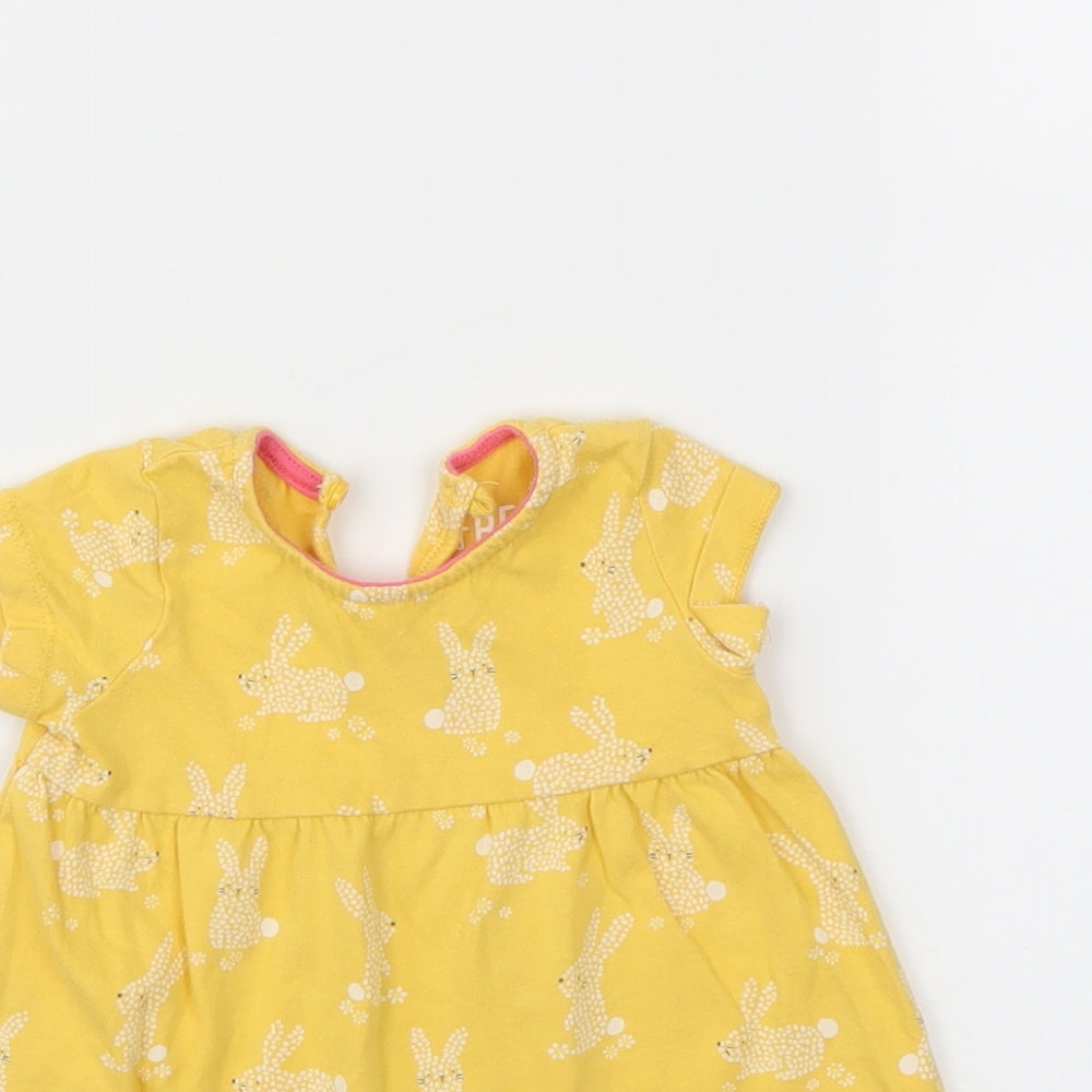 F&F Girls Yellow Animal Print  Fit & Flare  Size 3-6 Months