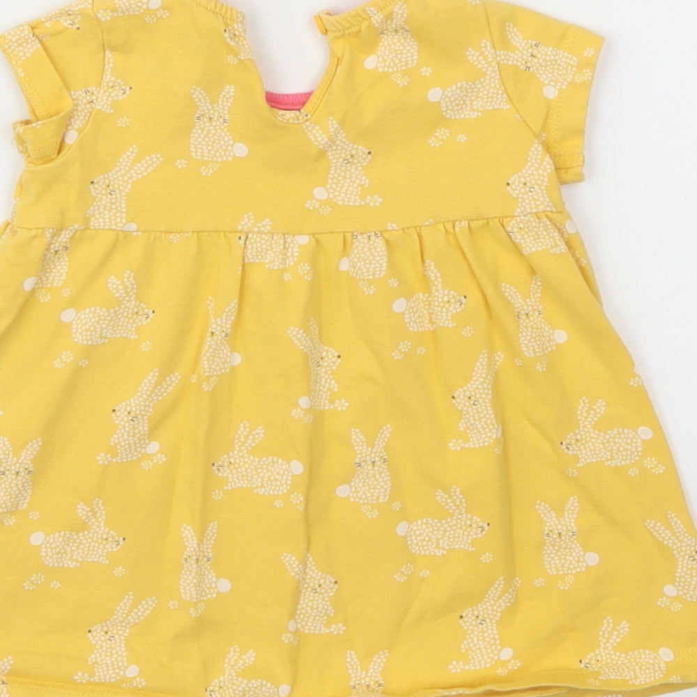 F&F Girls Yellow Animal Print  Fit & Flare  Size 3-6 Months