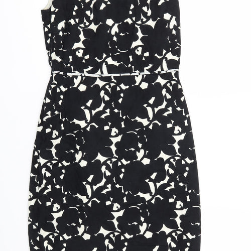 Betty Jackson Black Womens Black Floral  A-Line  Size 8