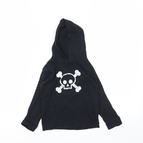 Preworn Boys Black Animal Print  Pullover Hoodie Size 2 Years