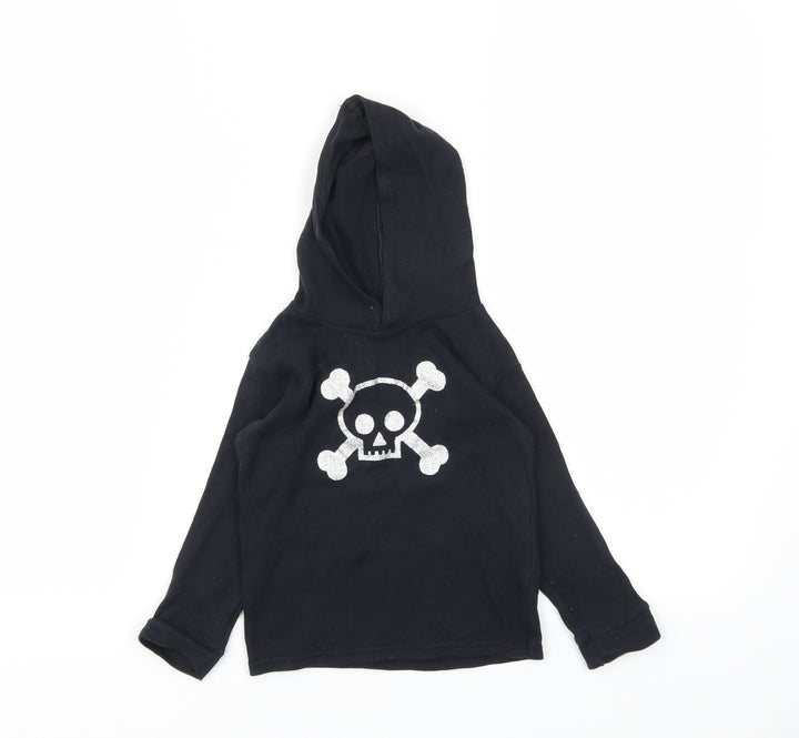 Preworn Boys Black Animal Print Pullover Hoodie Size 2 Years