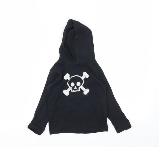 Front view of Preworn boys’ black animal print pullover hoodie, size 2, years