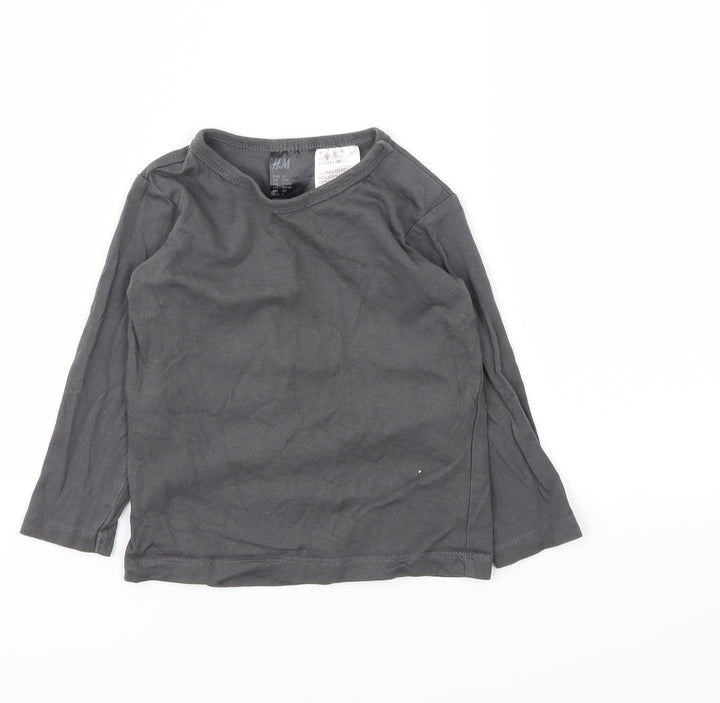 H&M Girls Grey Basic T-Shirt Size 9-12 Months