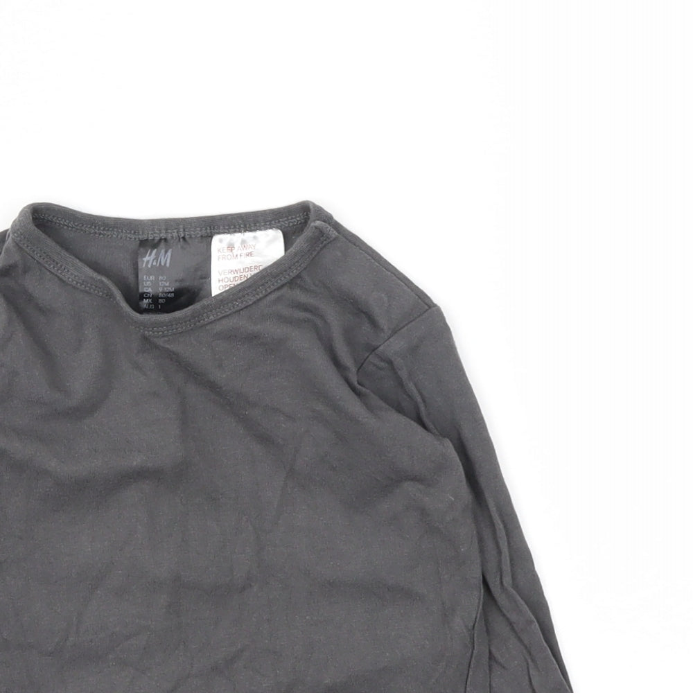 H&M Girls Grey   Basic T-Shirt Size 9-12 Months