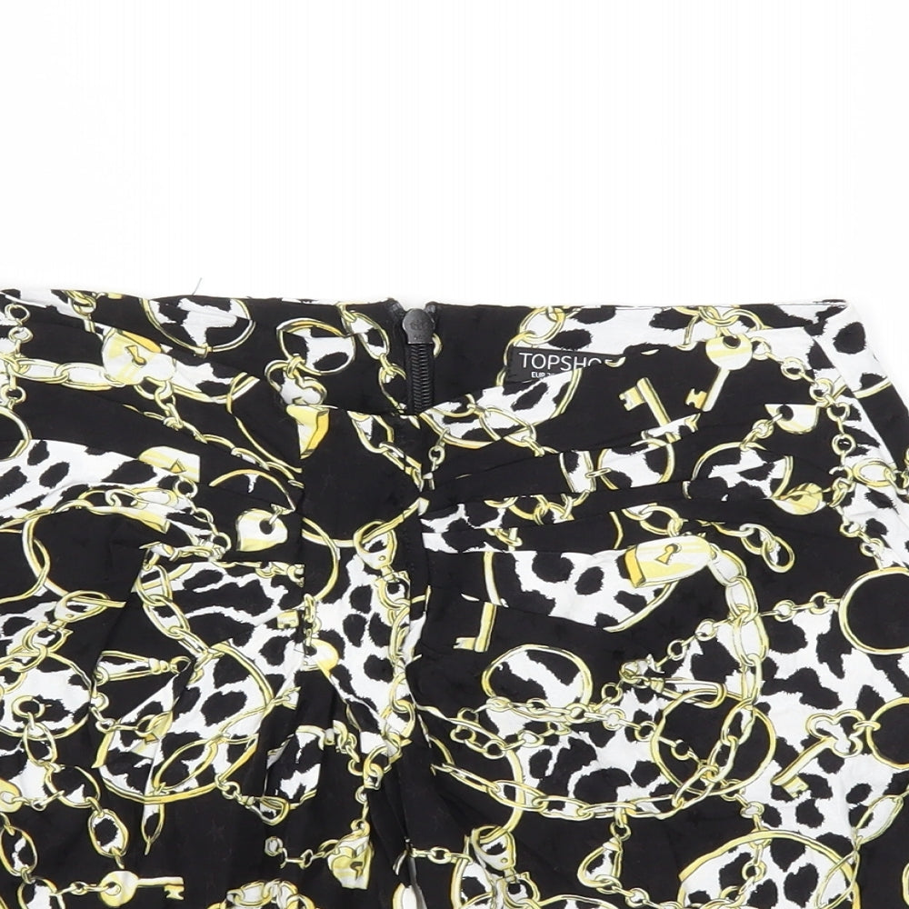 Topshop Womens Black Argyle/Diamond  Flare Skirt Size 8