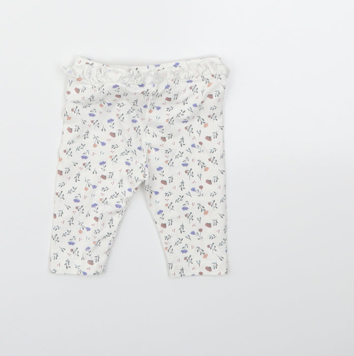 Matalan Girls Grey Floral  Capri Trousers Size 0-3 Months