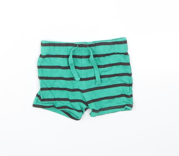 F&F Boys Green Striped Capri Trousers Size 6-9 Months