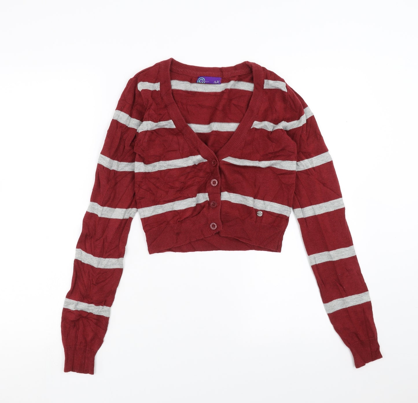 AJC Womens Red Striped  Cardigan Jumper Size 6  - cropped