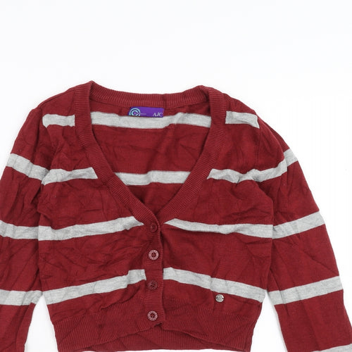 AJC Womens Red Striped  Cardigan Jumper Size 6  - cropped