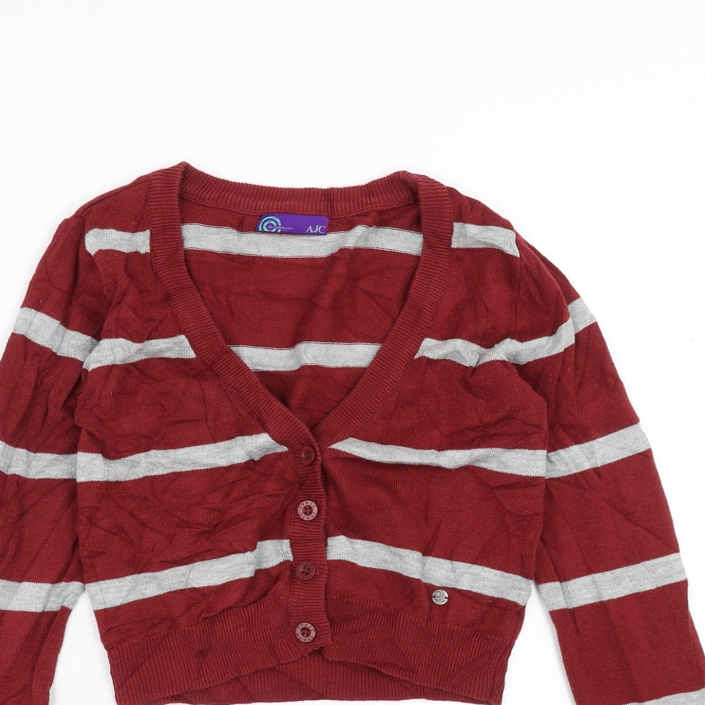 AJC Womens Red Striped  Cardigan Jumper Size 6  - cropped