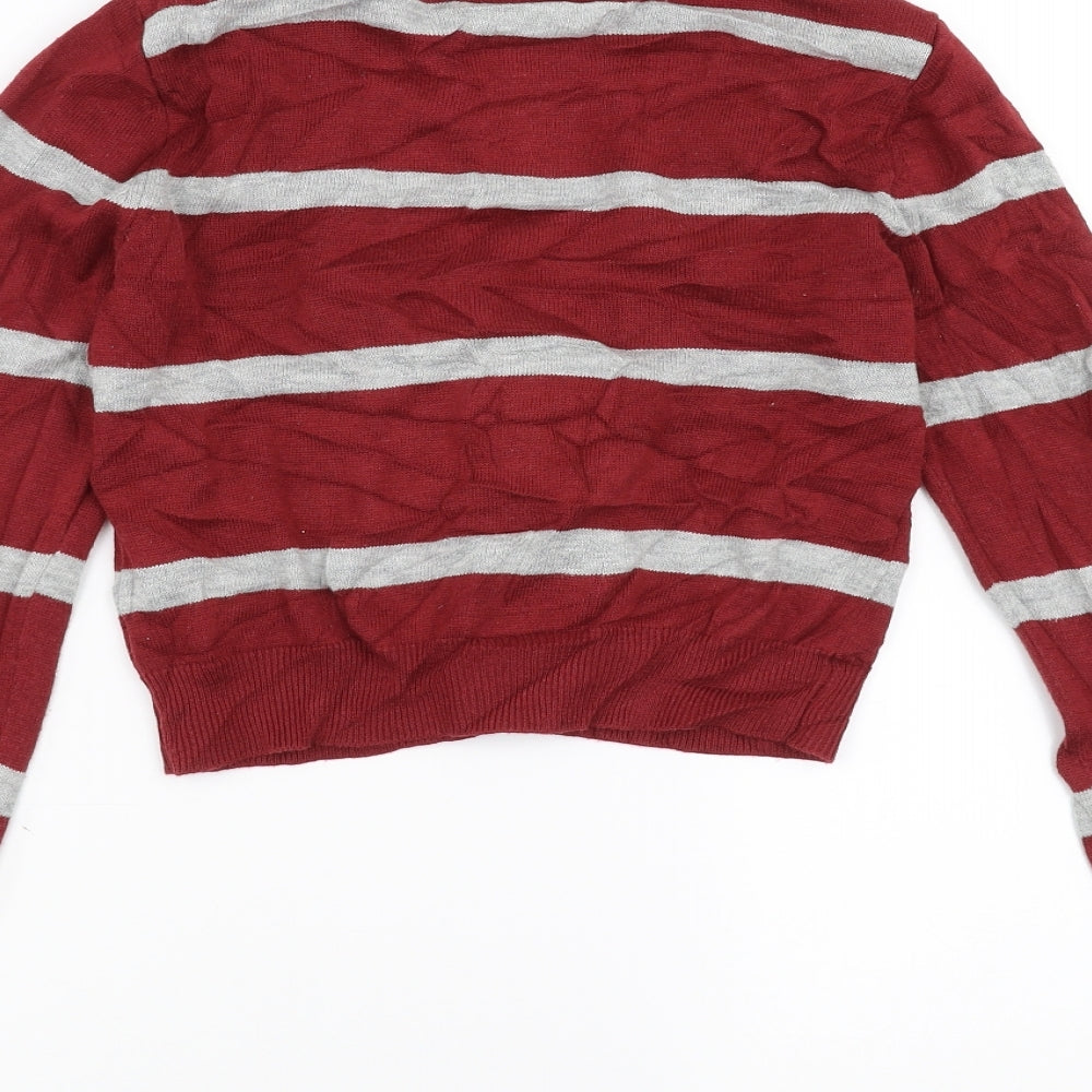AJC Womens Red Striped  Cardigan Jumper Size 6  - cropped