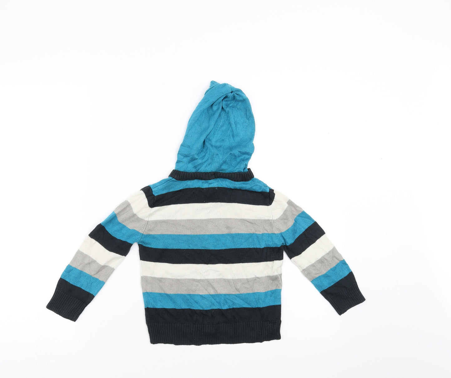 F&F Boys Blue Striped  Pullover Hoodie Size 2-3 Years