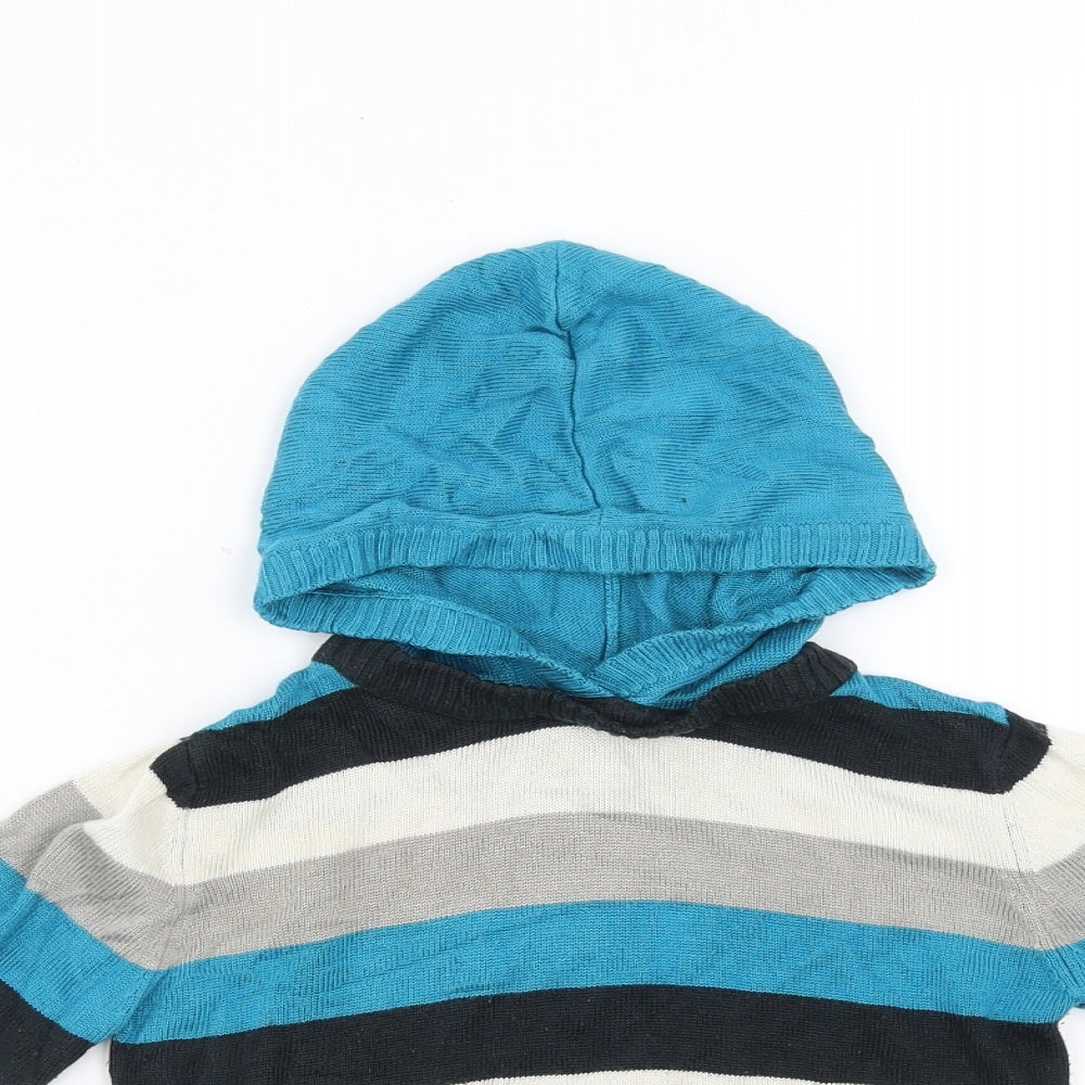 F&F Boys Blue Striped  Pullover Hoodie Size 2-3 Years