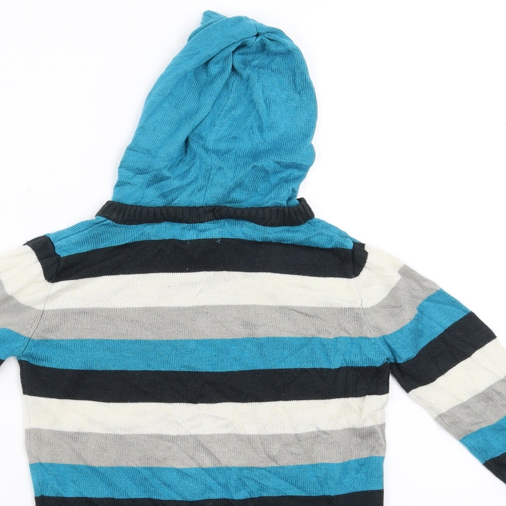 F&F Boys Blue Striped  Pullover Hoodie Size 2-3 Years