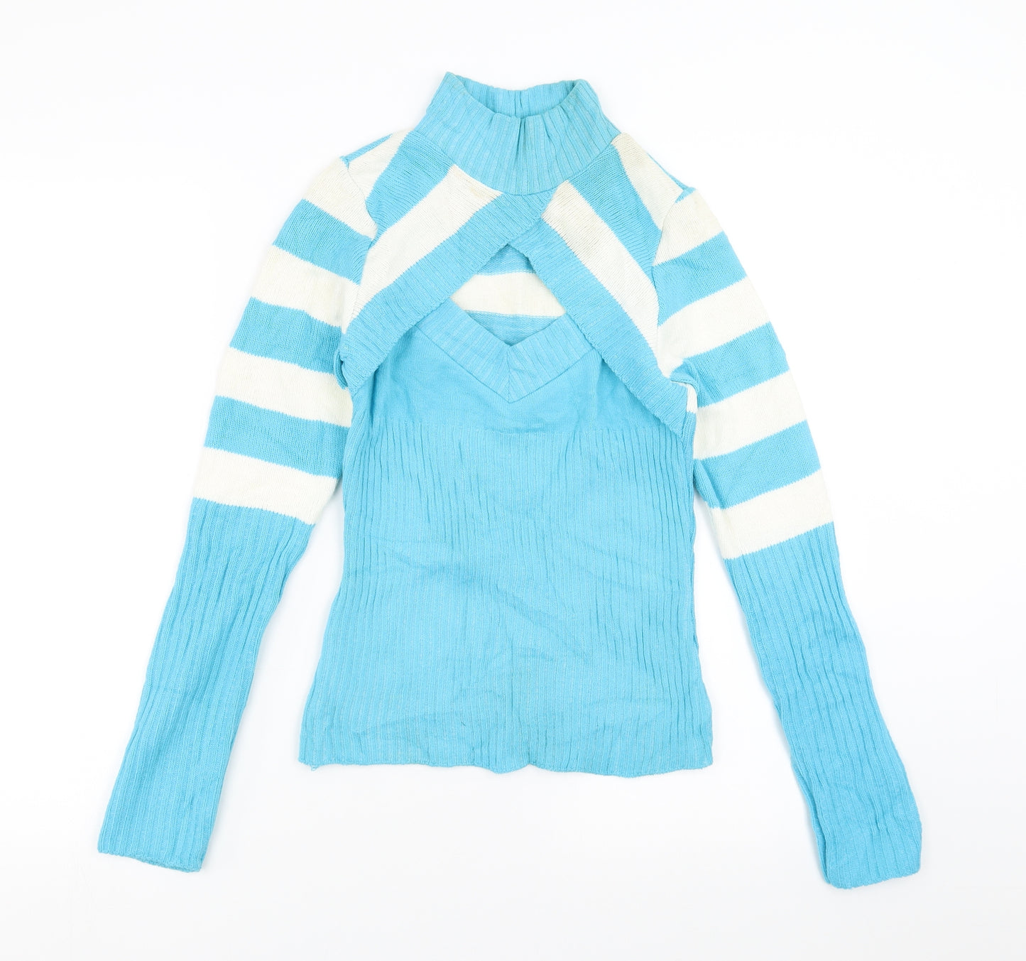 Funky Diva Womens Blue Striped  Pullover Jumper Size S