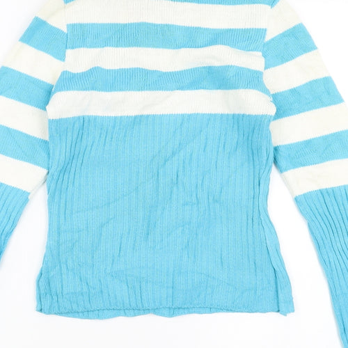 Funky Diva Womens Blue Striped  Pullover Jumper Size S