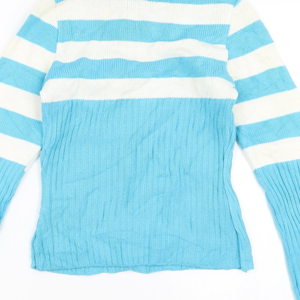 Funky Diva Womens Blue Striped  Pullover Jumper Size S