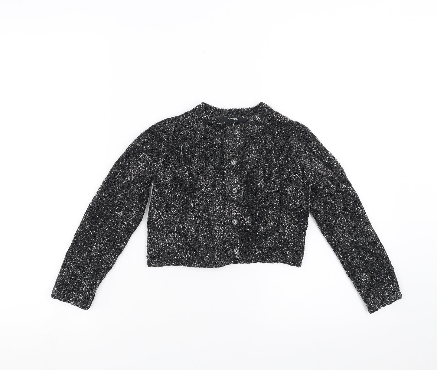 George Girls Black   Shrug Jumper Size 6-7 Years  - glittery