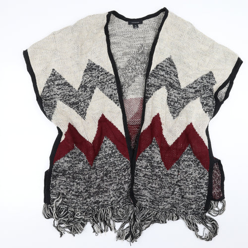 Primark Womens Beige Geometric  Cardigan Jumper Size S  - fringe detail