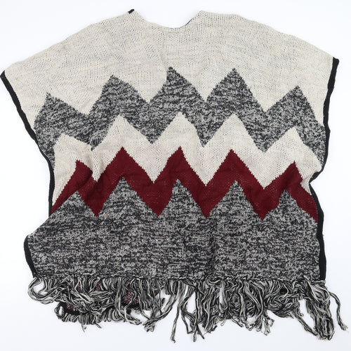 Primark Womens Beige Geometric  Cardigan Jumper Size S  - fringe detail