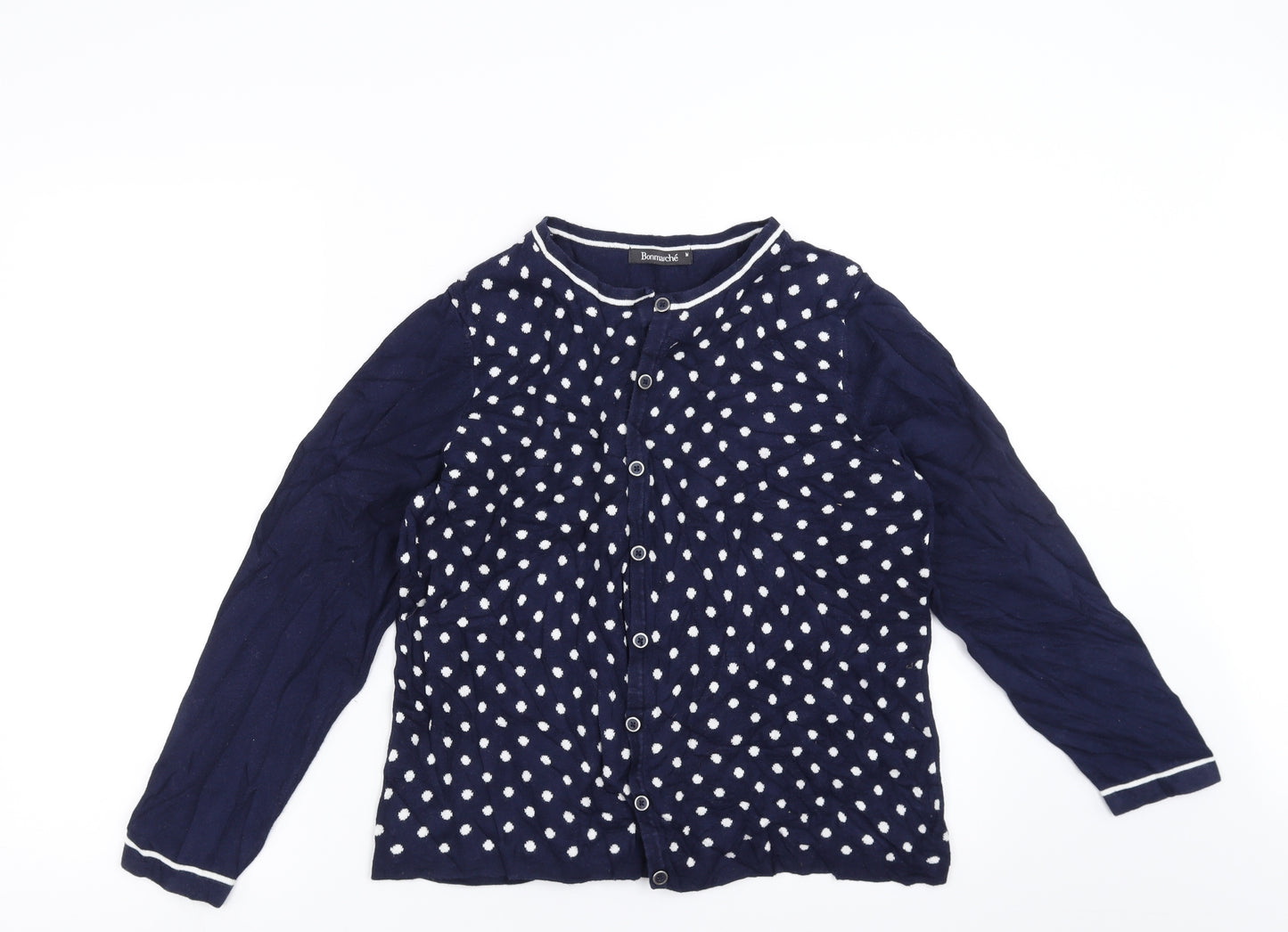 Bonmarché Womens Blue Polka Dot  Cardigan Jumper Size M