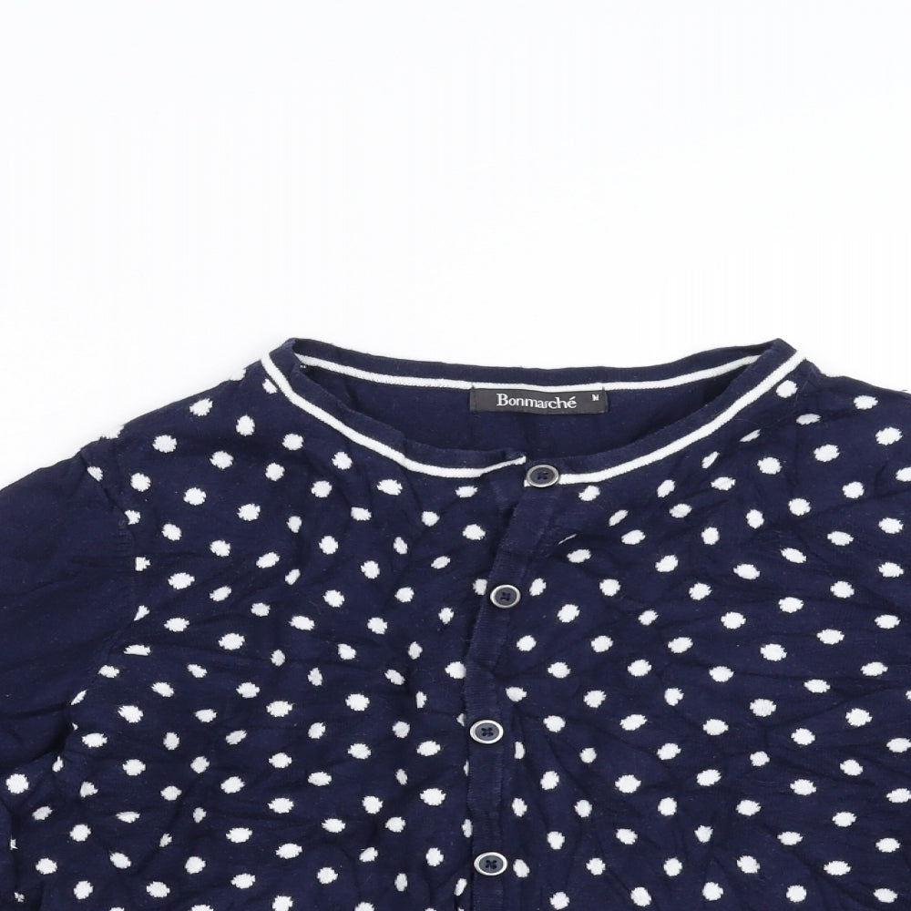 Bonmarché Womens Blue Polka Dot  Cardigan Jumper Size M