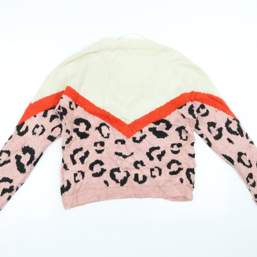 Primark Womens Pink Geometric  Pullover Jumper Size 2XS