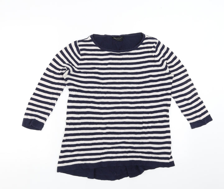 Mango Womens Blue Striped Pullover Jumper Size S