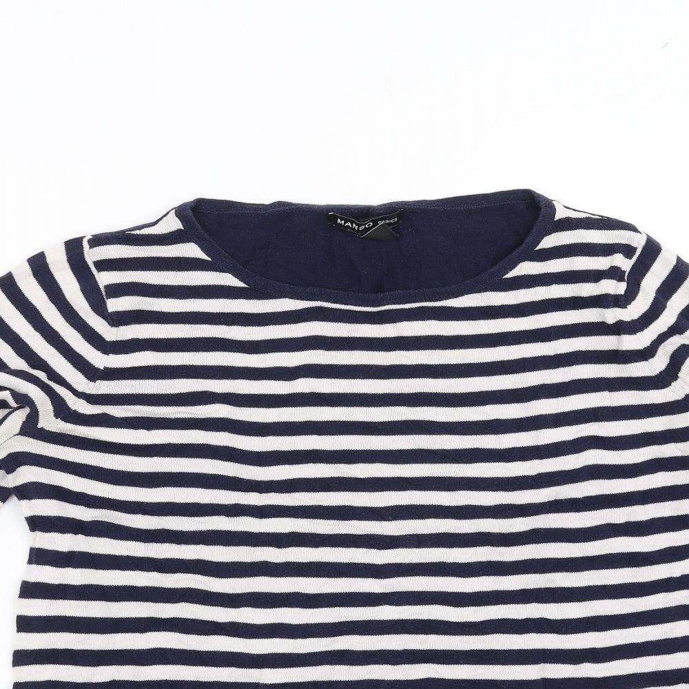 Mango Womens Blue Striped  Pullover Jumper Size S