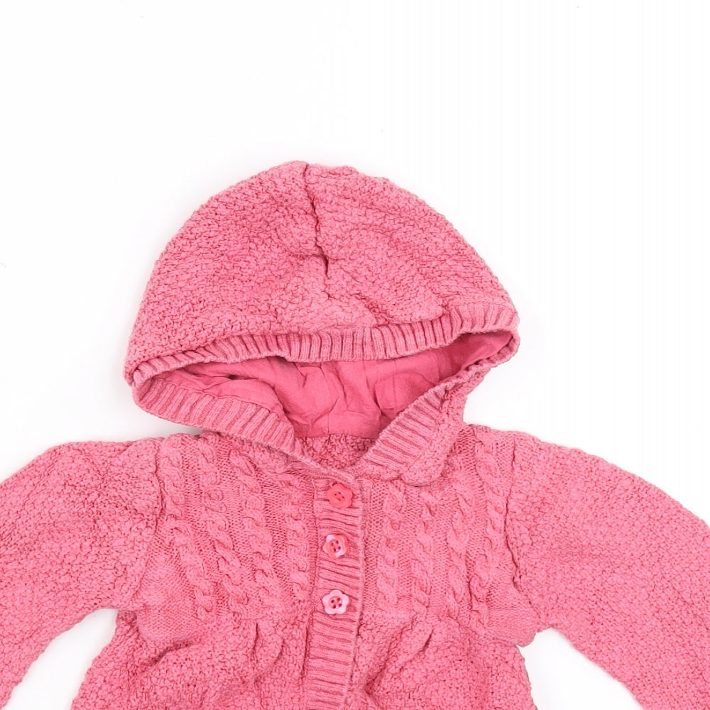 George Girls Pink   Cardigan Jumper Size 12-18 Months  - Floral embroidery