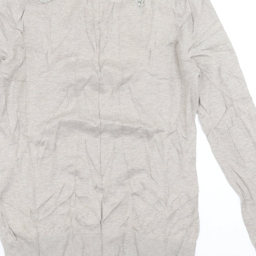 Topshop Womens Beige   Pullover Jumper Size 10  - floral lace detail