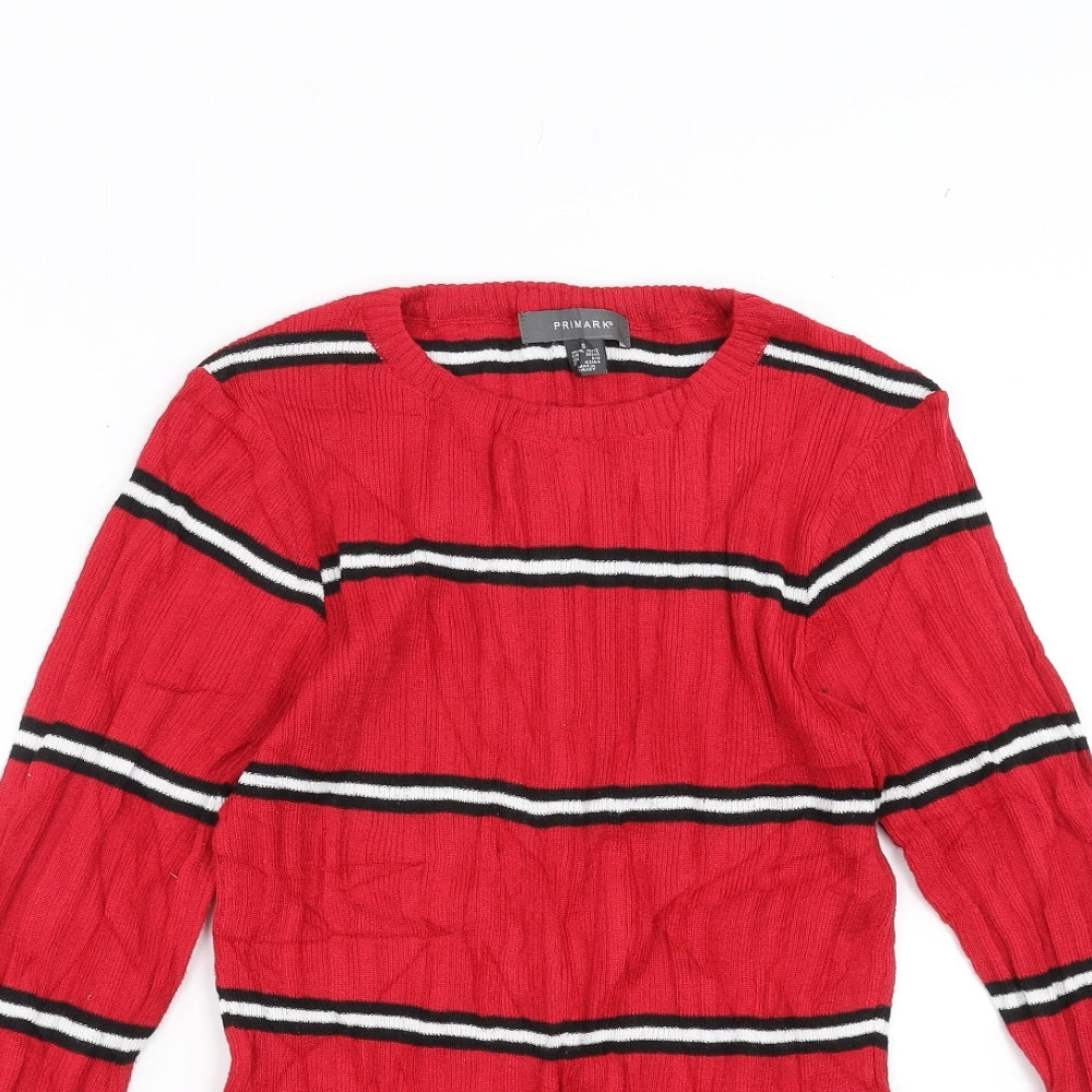 Primark Womens Red Striped  Pullover Jumper Size S