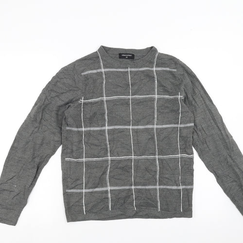 UrbanSpirit Mens Grey Check  Pullover Jumper Size XS