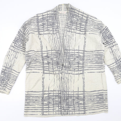 Marks and Spencer Womens Beige Geometric  Cardigan Jumper Size 18