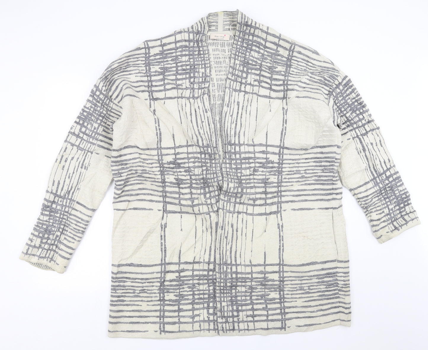 Marks and Spencer Womens Beige Geometric  Cardigan Jumper Size 18