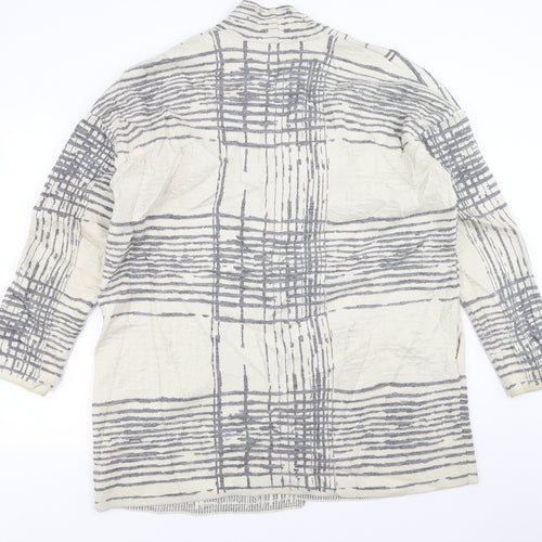 Marks and Spencer Womens Beige Geometric  Cardigan Jumper Size 18