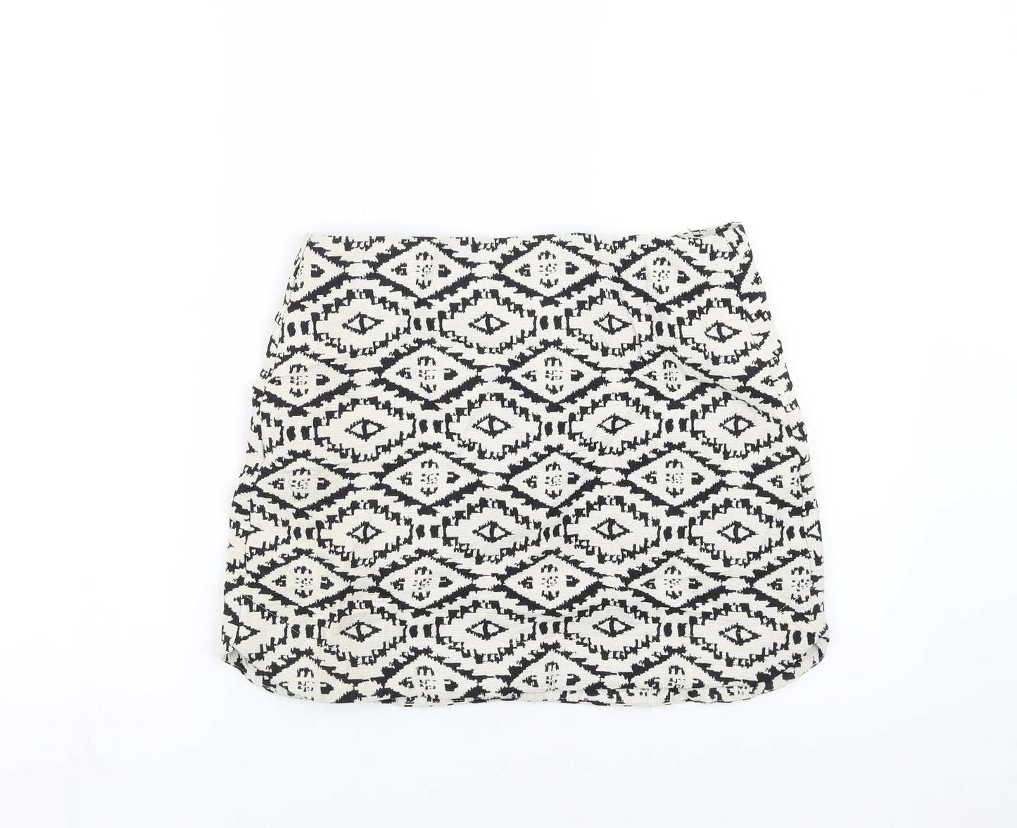 Topshop Womens Black Geometric  A-Line Skirt Size 10