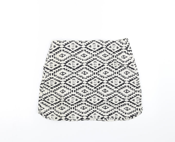 Topshop Womens Black Geometric  A-Line Skirt Size 10